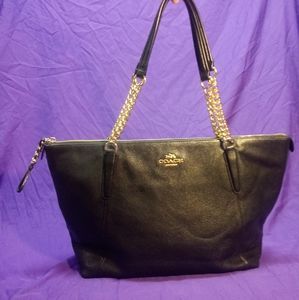 Coach Ava chain tote black and gold
